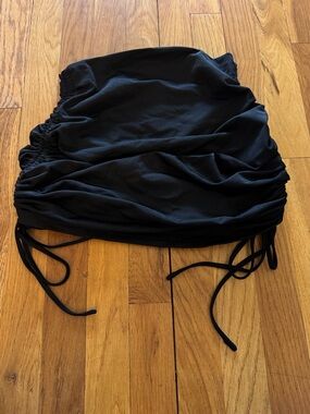 Black Ruched Drawstring Mini Skirt